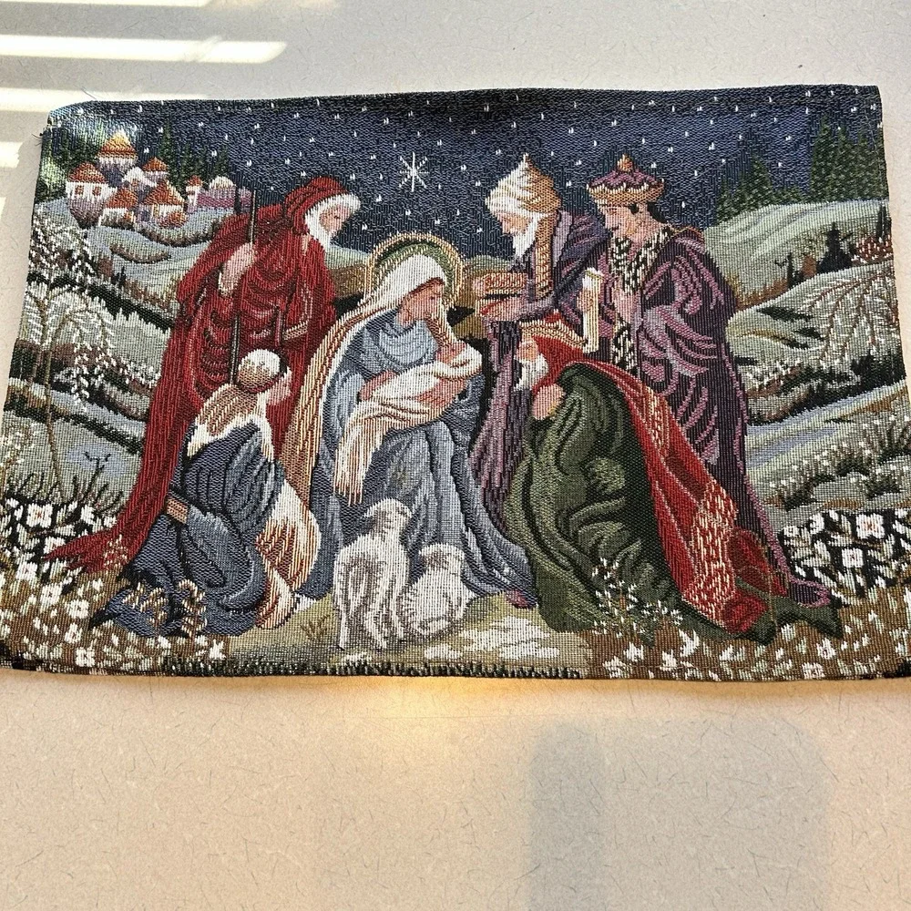 Nativity scene two piece‎ placemats Cloth 19x13. Christmas/ Christ / Bethlehem